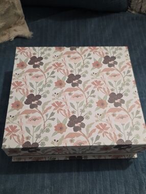 Decorative Floral Storage Box – Pink & Green
